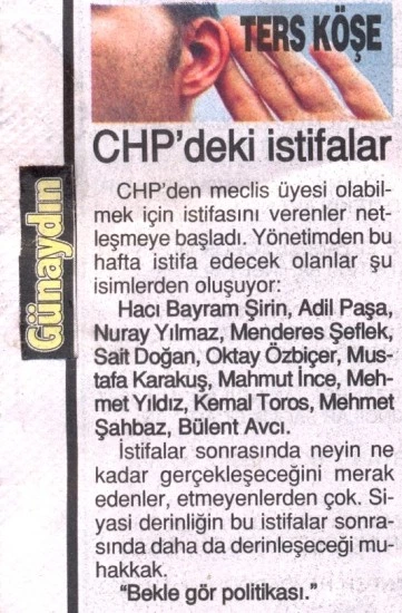 CHP Adana  Yönetiminde istifa!