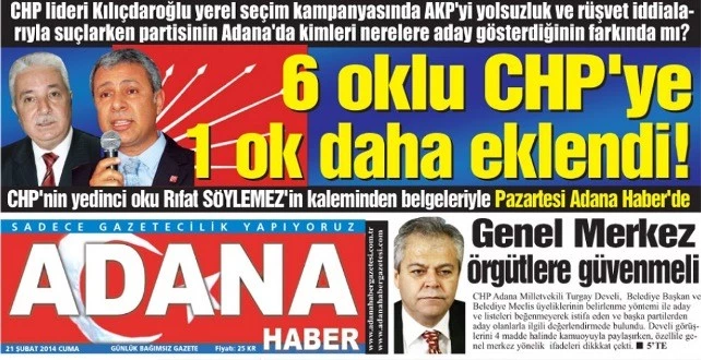 Adana’da CHP’nin 7. Oku mu var!