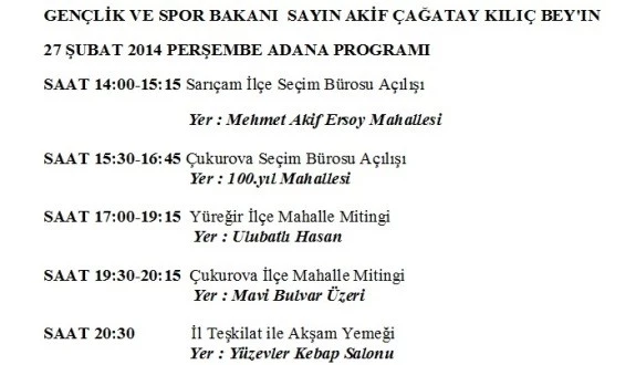 Spor Bakanının Siyaset Programı