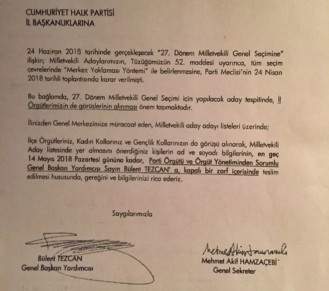 CHP, ADAY ADAYLARINI ÖRGÜTLERİNE SORUYOR