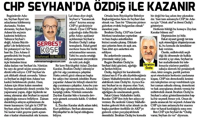 CHP SEYHAN’DA ÖZDİŞ İLE KAZANIR