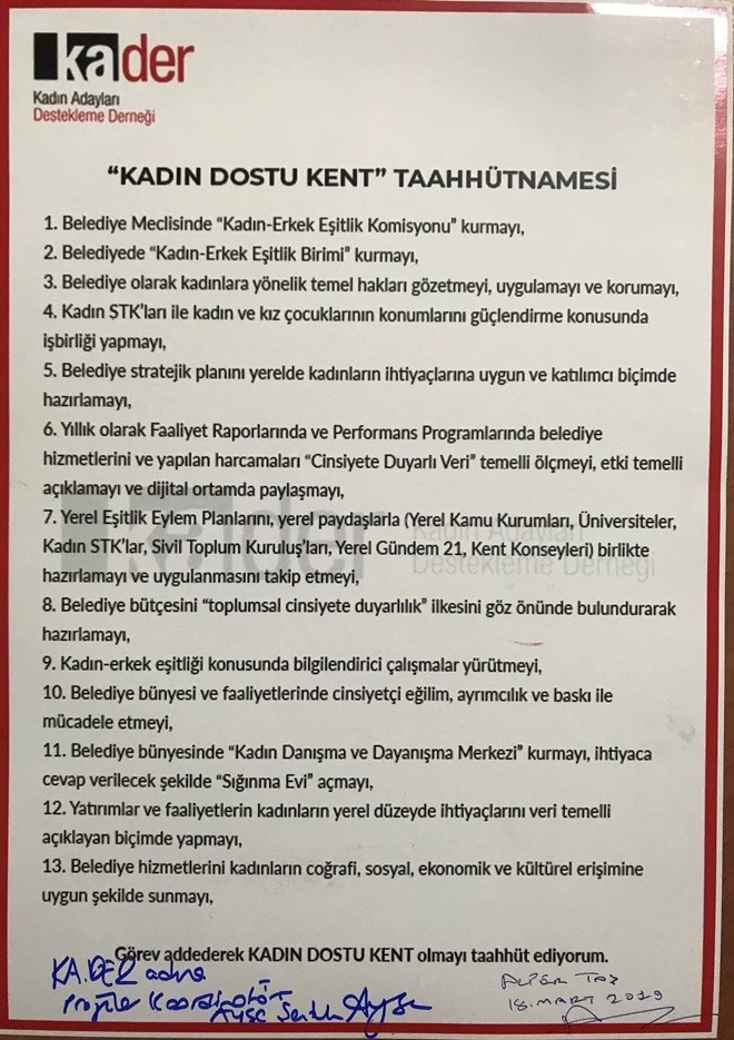 KA-DER TAAHHÜTNAMESİNİ İMZALADI