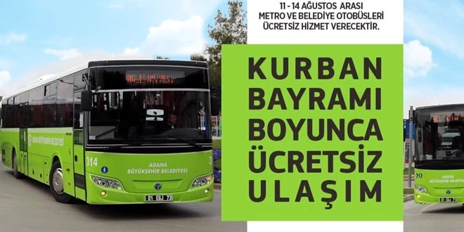 METRO VE BELEDİYE OTOBÜSLERİ BAYRAMDA ÜCRETSİZ