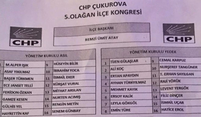 ATAY CHP ÇUKUROVA İLÇE BAŞKANI SEÇİLDİ