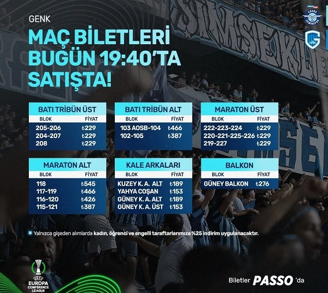 DEMİRSPOR GENK MAÇI BİLETLERİNİ SATIŞA ÇIKARDI