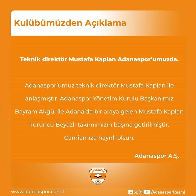 ADANASPOR RESMEN DUYURDU