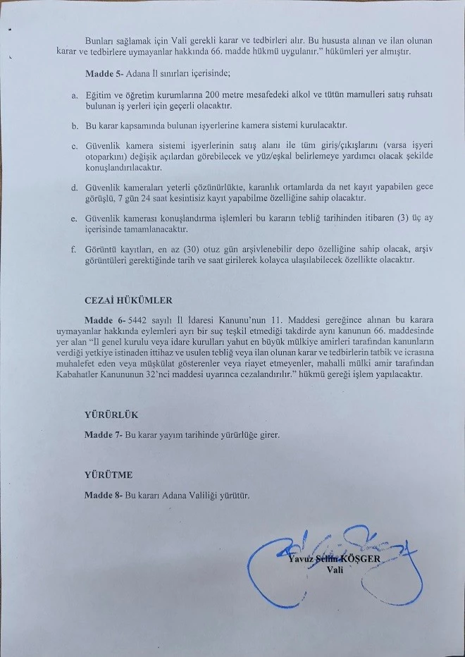 ADANA’DA ALKOL VE SİGARA SATANLARA KAMERA ZORUNLULUĞU